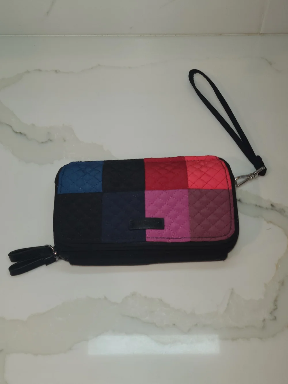 Vera Bradley Quilted Patchwork Crossbody in Black, Blue & Pink - Picture 3 of 14